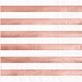 SERWETKI BIAŁE W ROSE GOLD PASKI