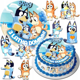 OPŁATEK NA TORT BLUEY + 8szt POSTACI 2