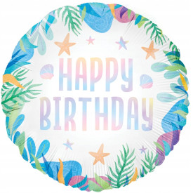 BALON FOLIOWY OKRĄGŁY HAPPY BIRTHDAY OCEAN