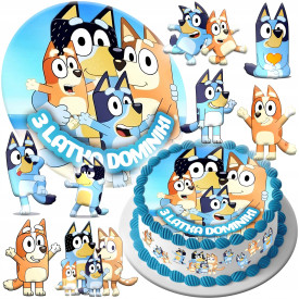 OPŁATEK NA TORT BLUEY + 8szt POSTACI 4