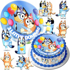 OPŁATEK NA TORT BLUEY + 8szt POSTACI 3
