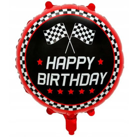BALON FOLIOWY HOT WHEELS FLAGI HAPPY BIRTHDAY 45cm