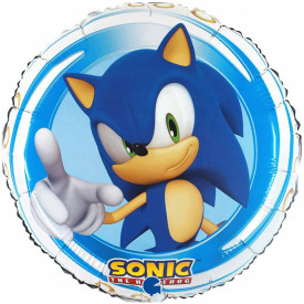 BALON FOLIOWY OKRĄGŁY SONIC NIEBIESKI JEŻ BŁYSKAWICA URODZINY HEL 45 cm
