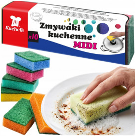 ZMYWAK KUCHCIK KUCHENNY MIDI GĄBKA GĄBKI DO MYCIA NACZYŃ MIX KOLORÓW 10 SZT