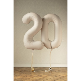 BALON FOLIOWY JASNY BEŻ MATOWY CYFRA 0 ZERO DUŻA URODZINY 100CM HEL 1SZT