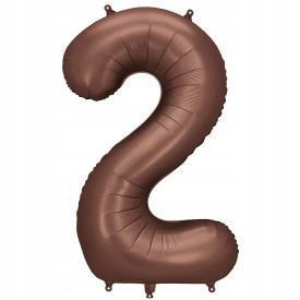 BALON FOLIOWY BALONIK BRĄZOWY CYFRA 2 DWA DUŻA URODZINY 100CM HEL 1SZT